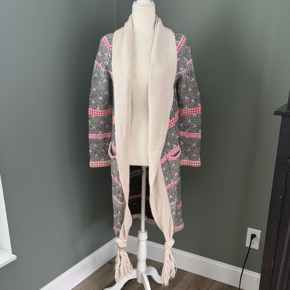 Mara Hoffman Knit Long Open Front Wool Cardigan-Flaw